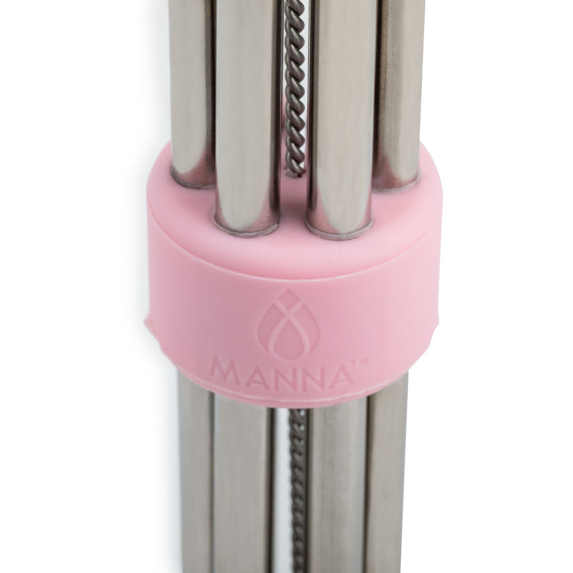 Set of 8 Stainless Steel Reusable Straws&Silicone Straw Holder Q9