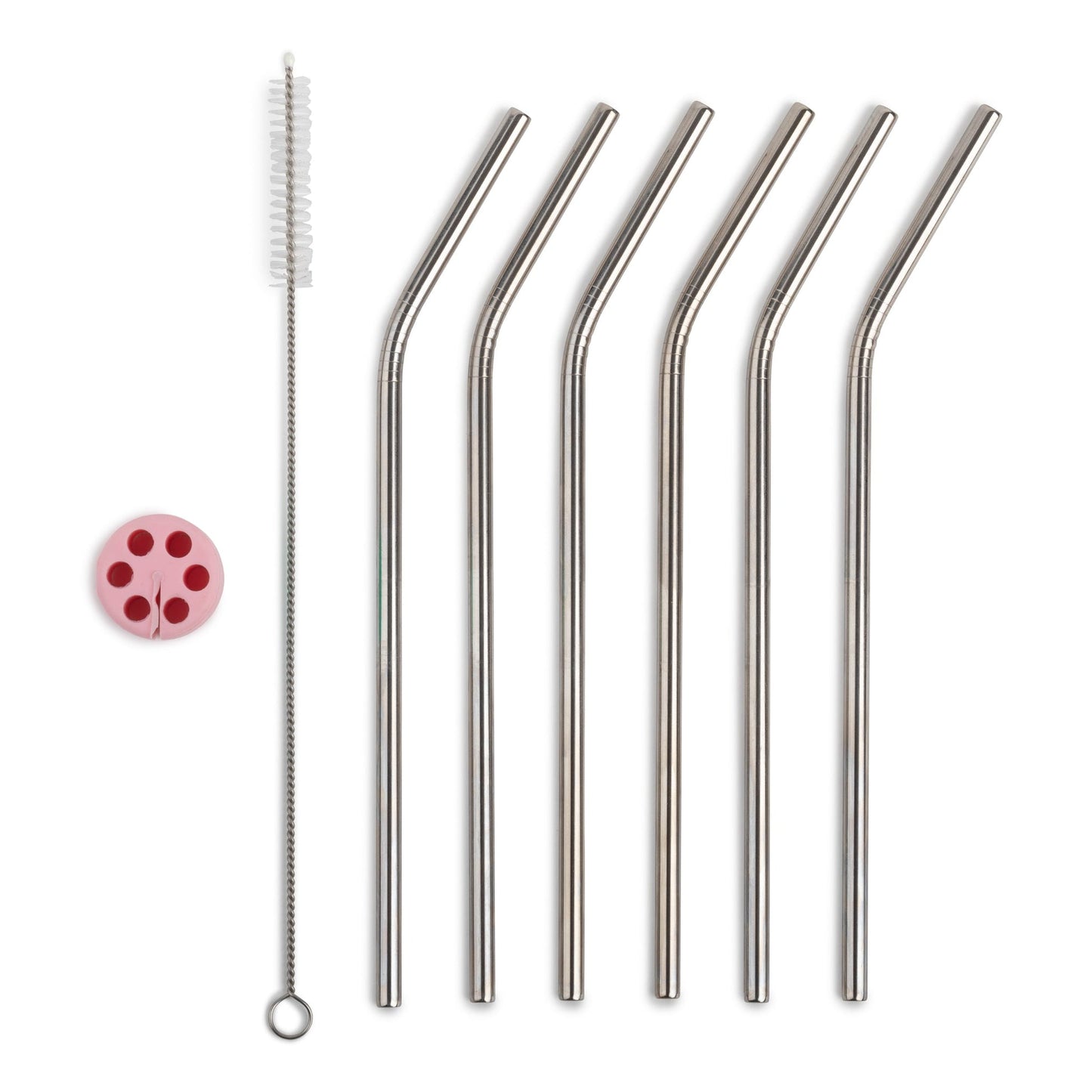 Set of 8 Stainless Steel Reusable Straws&Silicone Straw Holder Q9