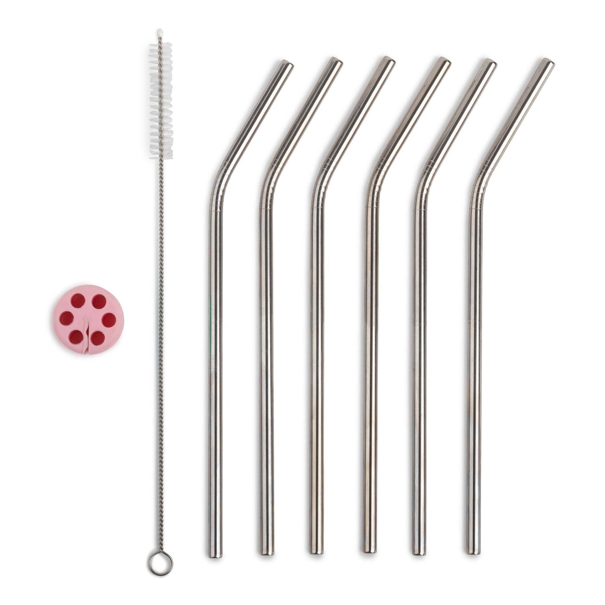 Set of 8 Stainless Steel Reusable Straws&Silicone Straw Holder Q9