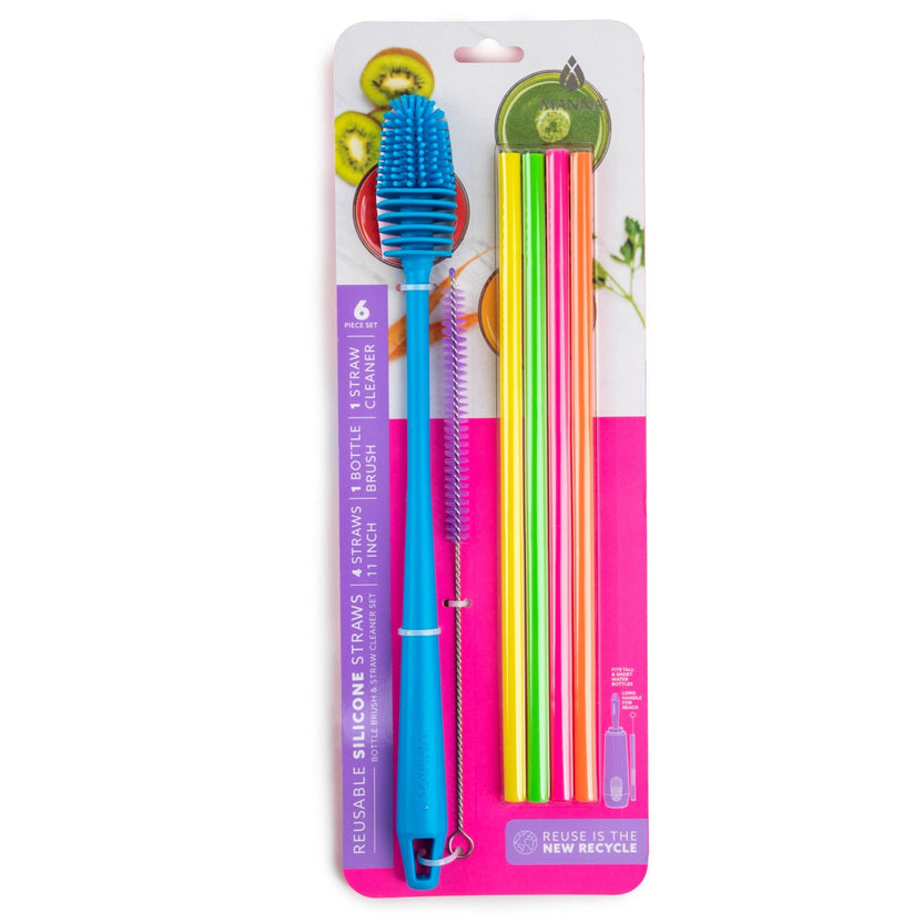 6-Piece Silicone Straw and Bottle Cleaner Set M0