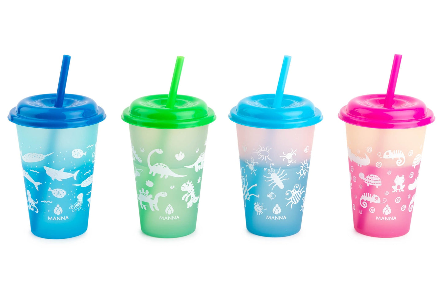 4-Piece Kid's Animals Color-Changing Cup Set S4