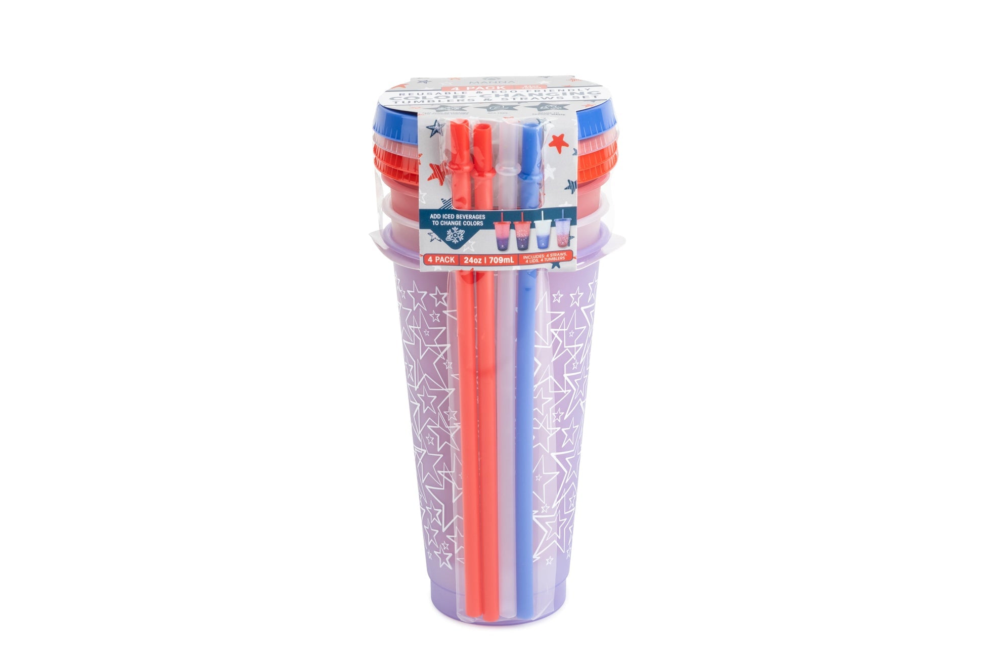 4PK 24 oz Patriotic Color Changing Cups Z3